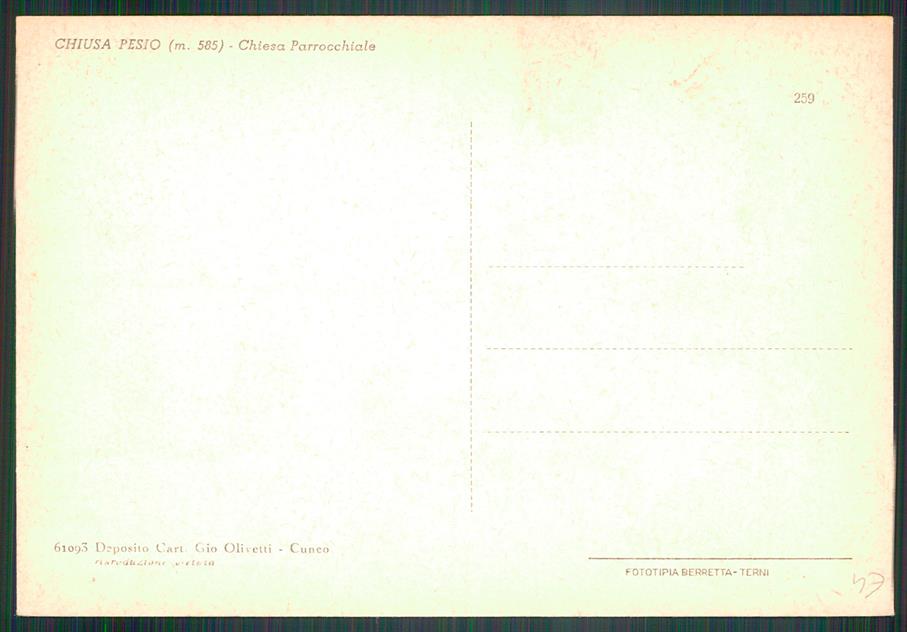 Cuneo Chiusa Pesio Chiesa Parrocchiale FG cartolina MZ2857 – retro