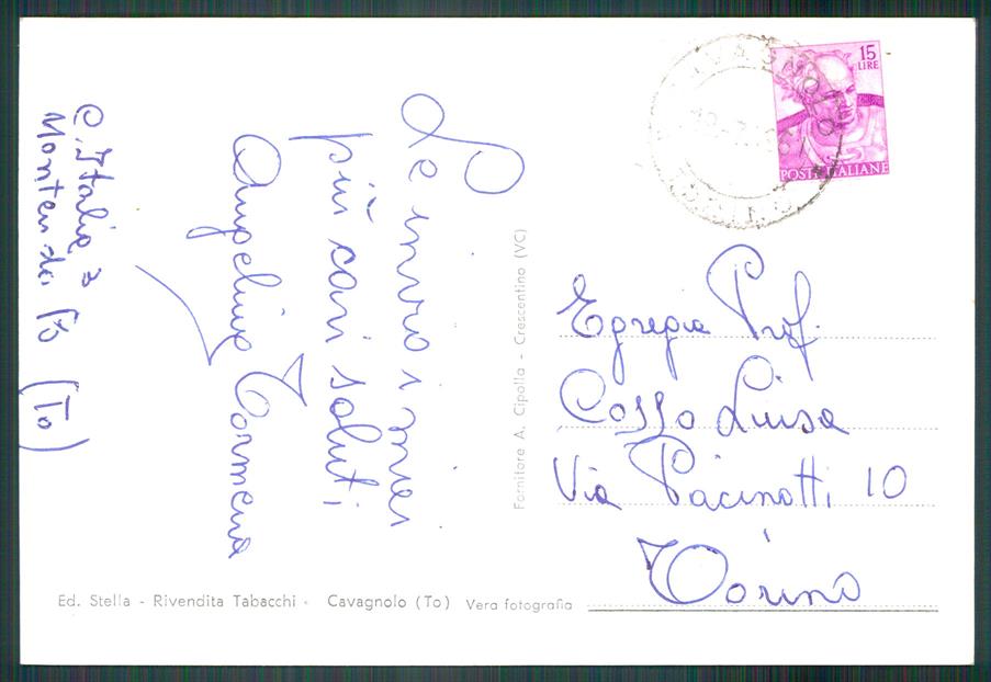 Torino Cavagnolo PIEGA Foto FG cartolina MZ2904 – retro