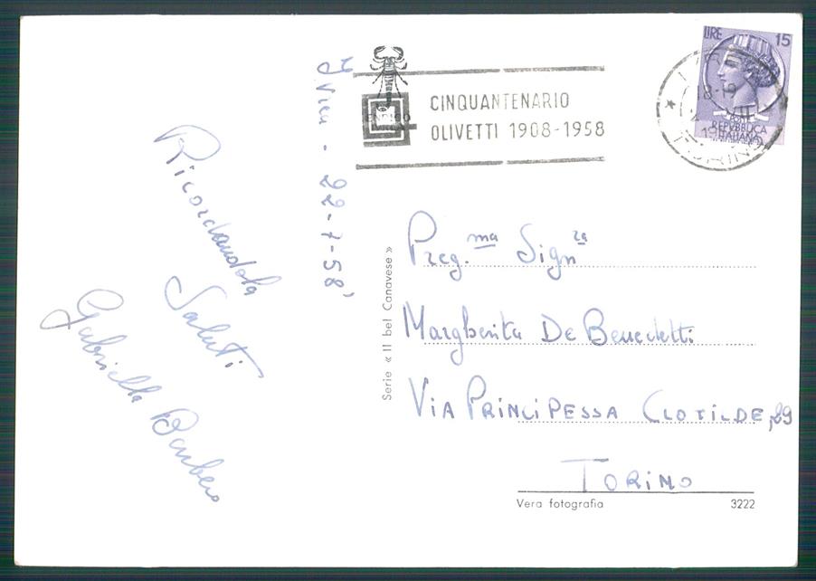 Torino Ivrea Carducci Foto FG cartolina MZ2935 – retro