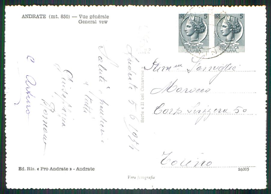 Torino Andrate Foto FG cartolina MZ2949 – retro