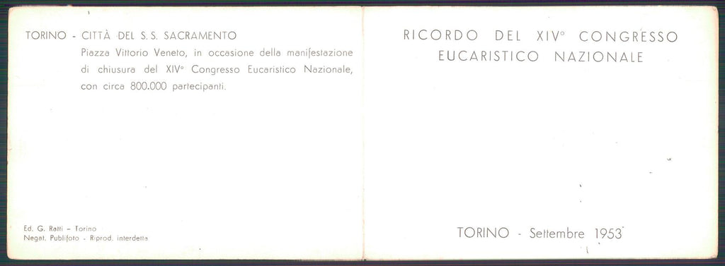 Torino città Congresso Eucaristico Nazionale Doppia Foto FG cartolina MZ2963 – retro