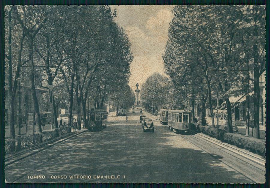 Torino città Corso Vittorio Emanuele II Tram Auto FG cartolina MZ3039 – fronte