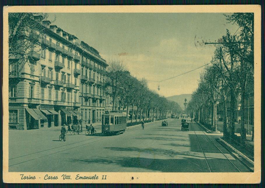 Torino città Corso Vittorio Emanuele II Tram Auto FG cartolina MZ3042 – fronte
