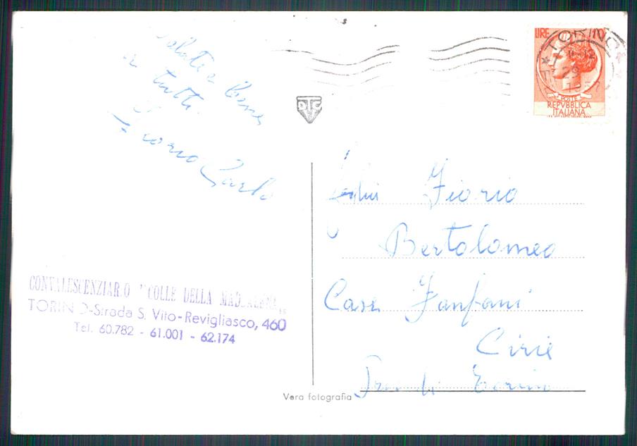Torino Convalescenziario INAIL della Maddalena PIEGA Foto FG cartolina MZ3090 – retro