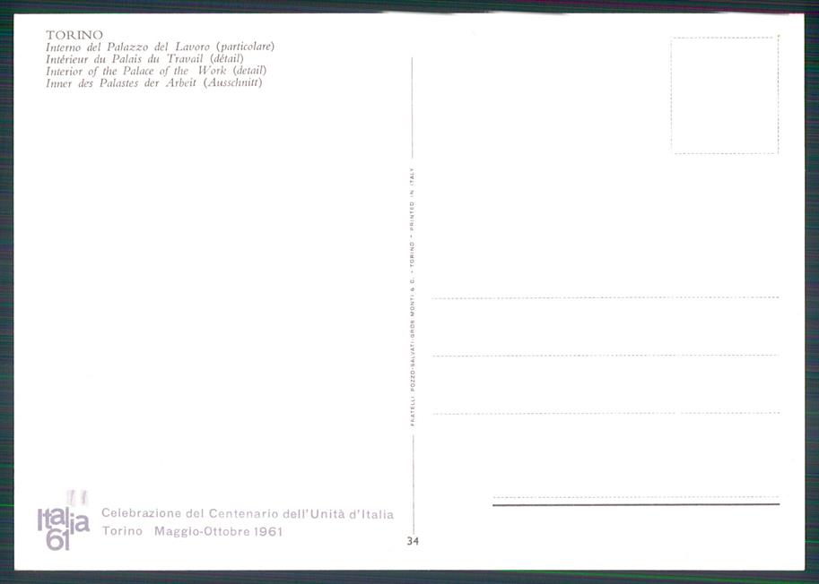 Torino città Palazzo del Lavoro Foto FG cartolina MZ3110 – retro
