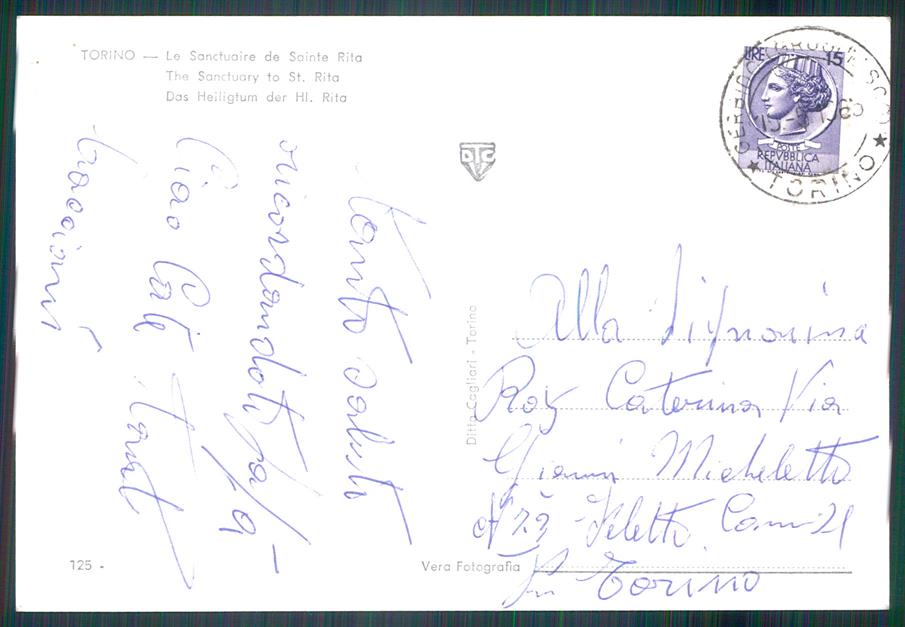 Torino città Santuario Santa Rita Foto FG cartolina MZ3139 – retro