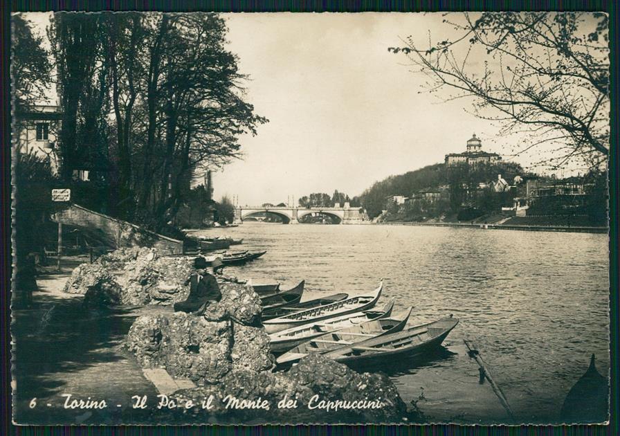 Torino città Il Po Monte Cappuccini Barche Foto FG cartolina MZ3206 – fronte