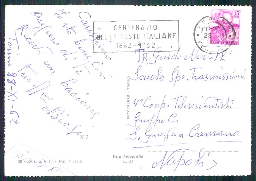 Torino città Vaporetto del Po Monte Cappuccini Foto FG cartolina MZ3208 – retro