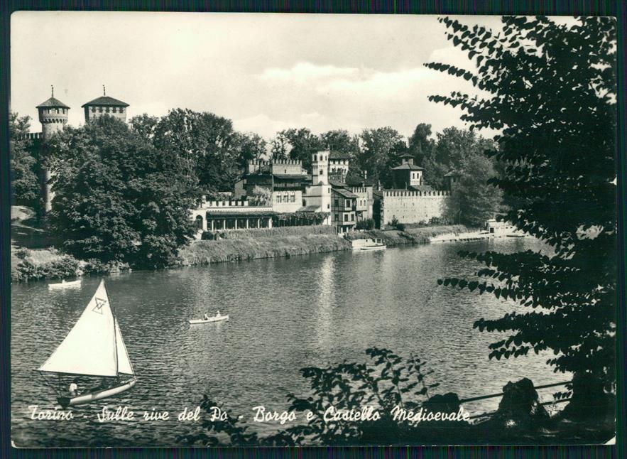Torino città Borgo Castello Medioevale Po Barca Foto FG cartolina MZ3301 – fronte