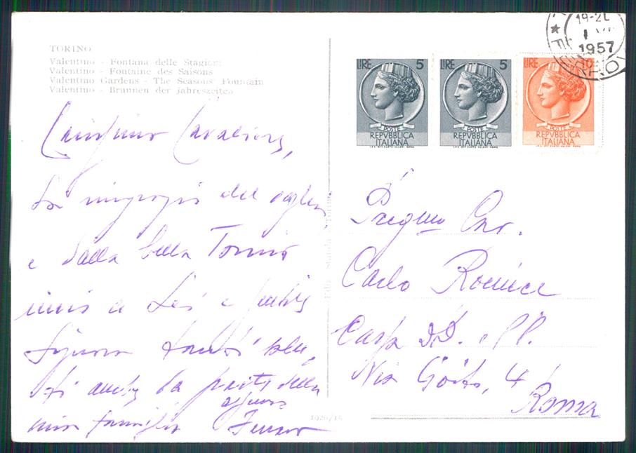 Torino città Valentino Fontana delle Stagioni Auto FG cartolina MZ3317 – retro