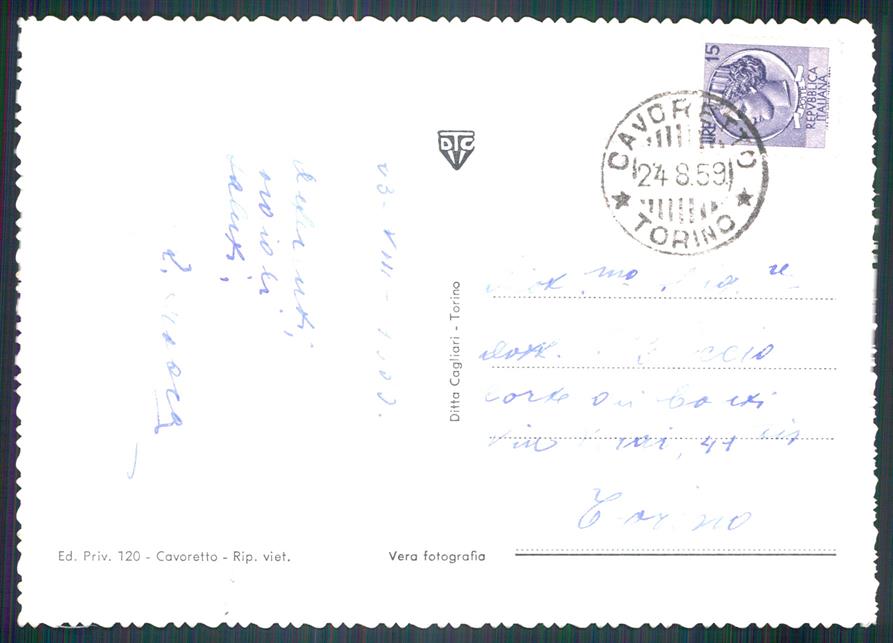 Torino Cavoretto Panorama Foto FG cartolina MZ3329 – retro