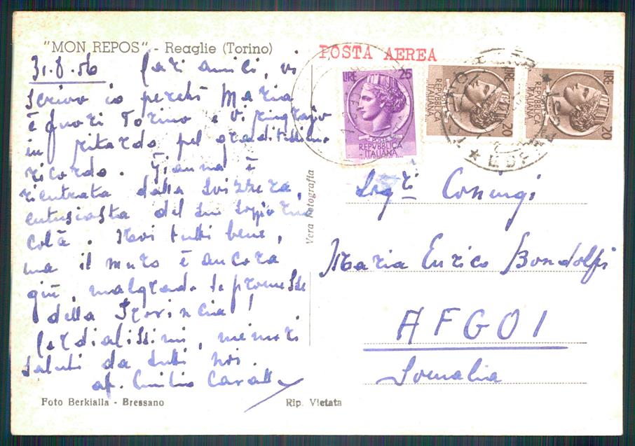 Torino Reaglie Foto FG cartolina MZ3385 – retro