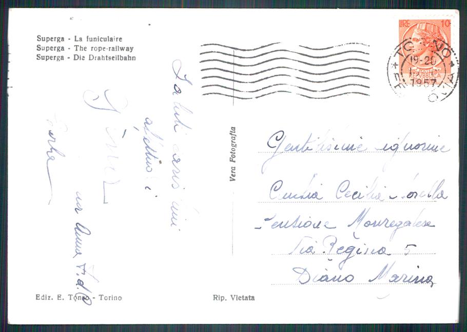 Torino Superga Funcolare di Foto FG cartolina MZ3394 – retro