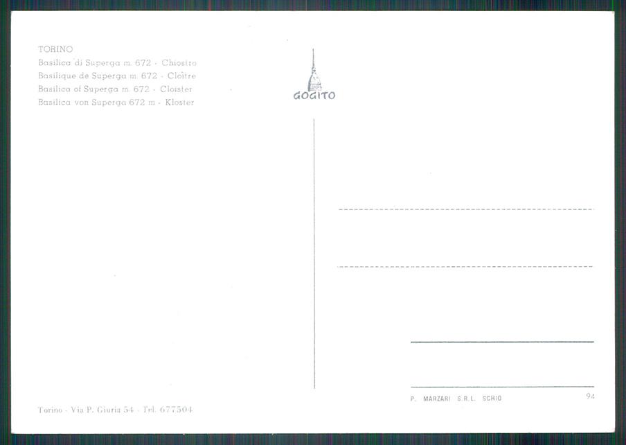Torino Superga Basilica di Foto FG cartolina MZ3404 – retro