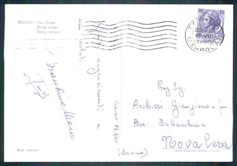 Torino città Via Roma Auto Foto FG cartolina MZ3445 – retro