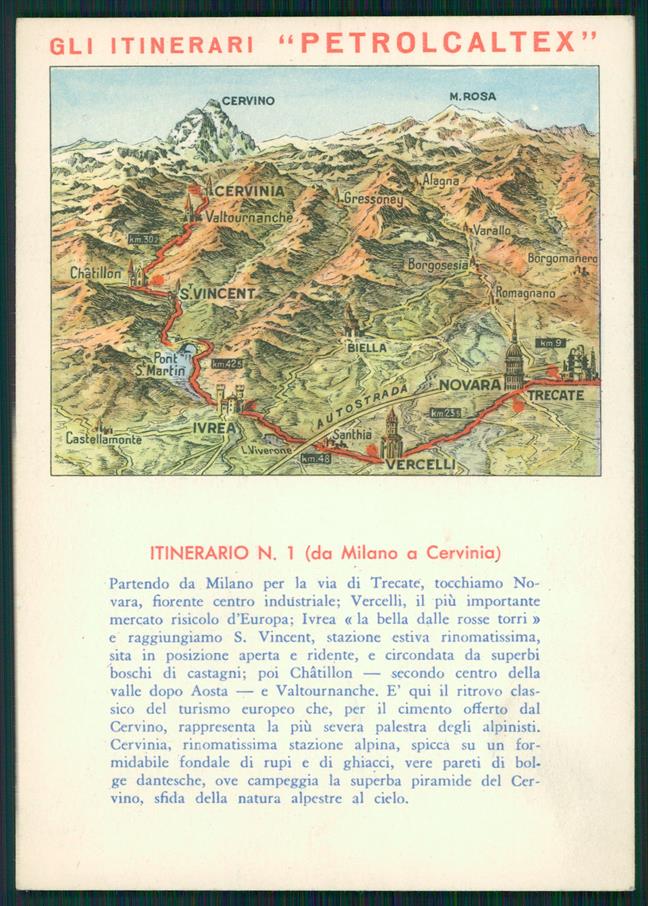 Novara Trecate Ivrea Cervinia Monte Rosa Salone Auto FG cartolina MZ3474 – fronte