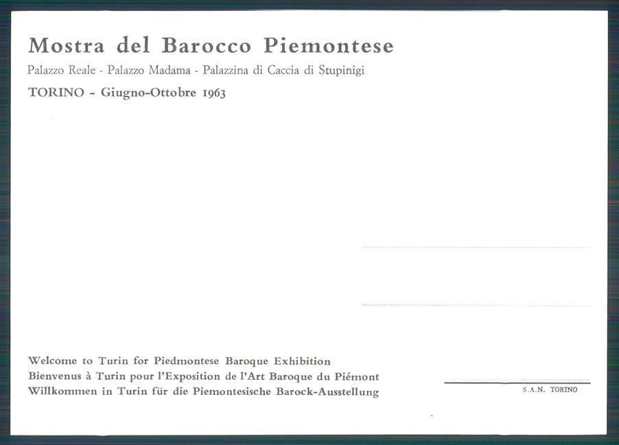 Torino città Mostra Barocco Piemontese Foto FG cartolina MZ3475 – retro