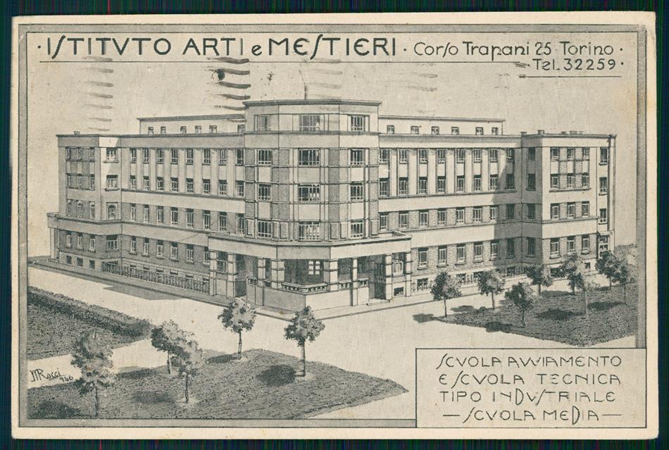 Torino città Corso Trapani Istituto Arti e Mestieri PIEGA FG cartolina MZ3620 – fronte