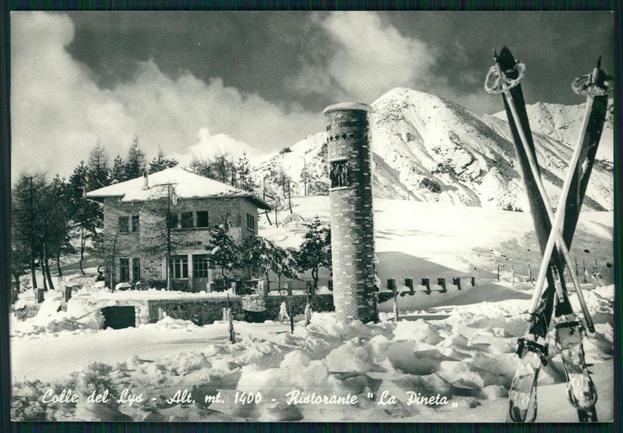 Torino Colle del Lys Ristorante Pineta Nevicata Sci Foto FG cartolina MZ3780 – fronte
