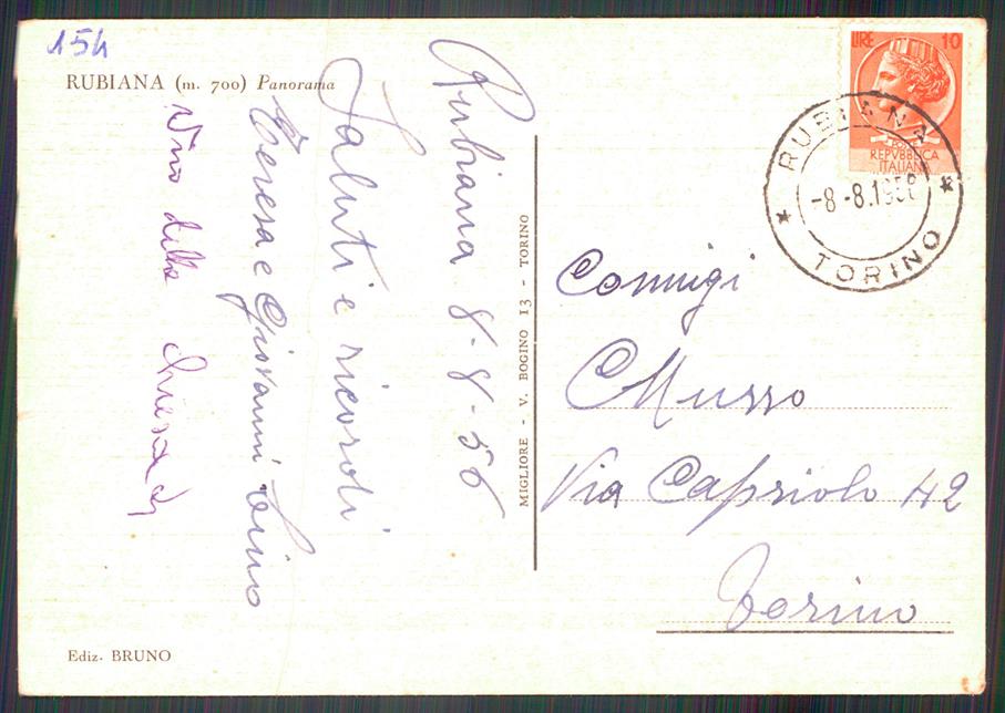 Torino Colle del Lys Panorama PIEGATA STRAPPINO FG cartolina MZ3788 – retro