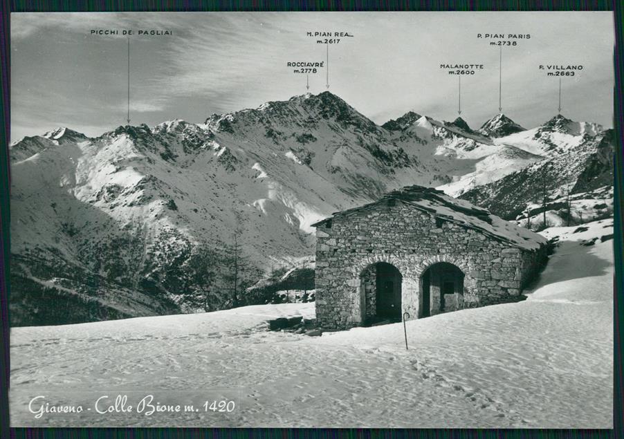 Torino Giaveno Colle Bione Nevicata Mappa Foto FG cartolina MZ3816 – fronte