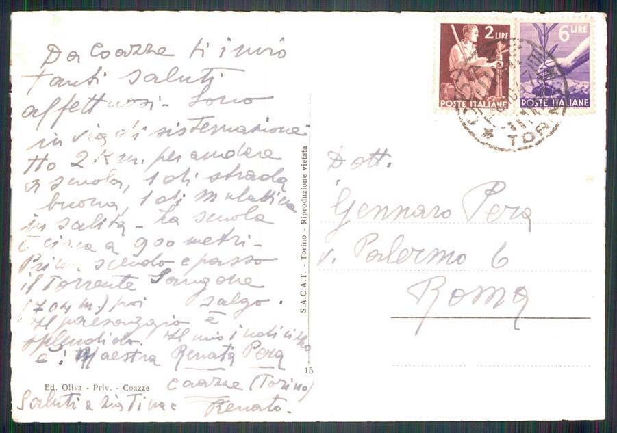 Torino Coazze Foto FG cartolina MZ3824 – retro