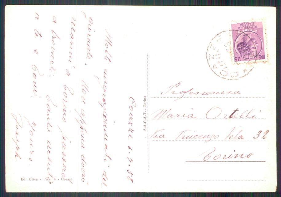 Torino Coazza Frazioni di FG cartolina MZ3828 – retro