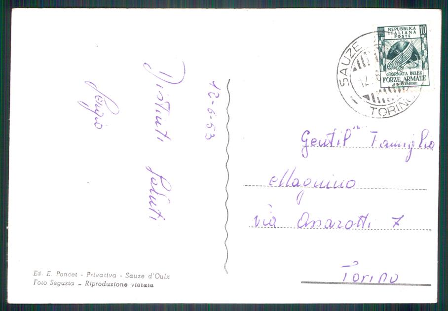 Torino Sauze d'Oulx Colonia Fiat Chaberton Foto FG cartolina MZ3931 – retro
