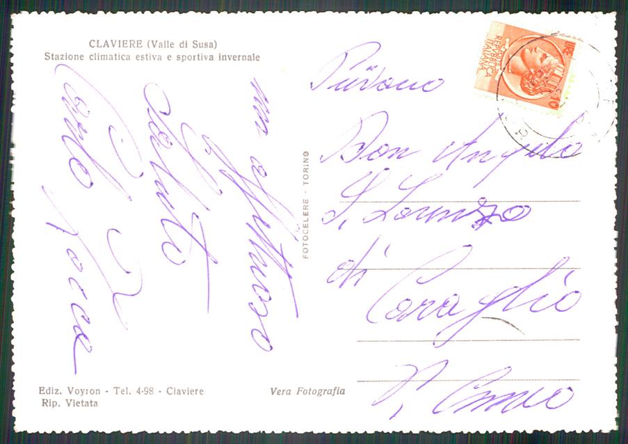 Torino Claviere Panorama Foto FG cartolina MZ3947 – retro