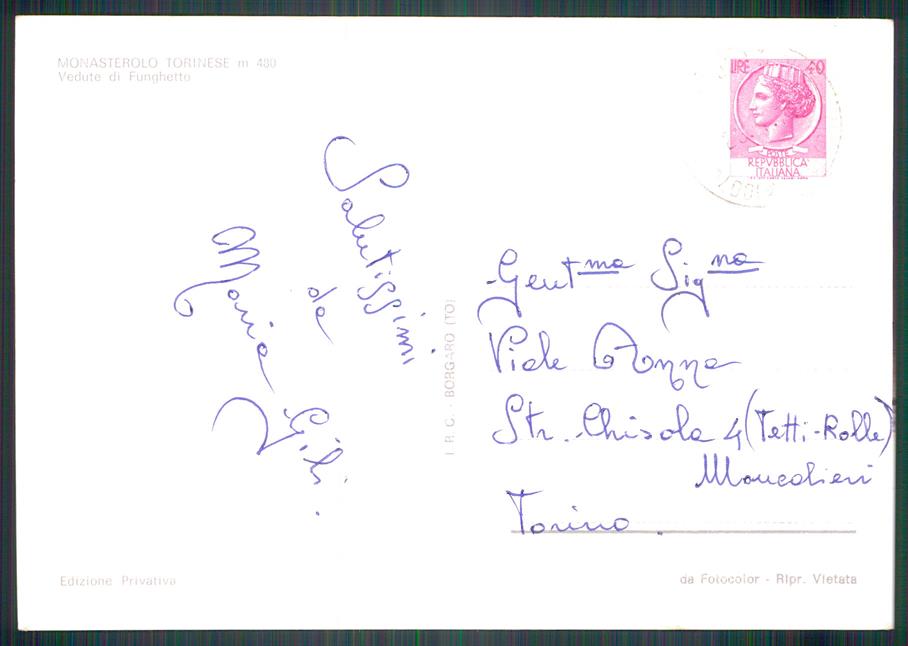 Torino Monasterolo Foto FG cartolina MZ3996 – retro