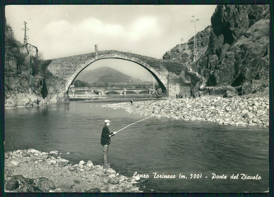 Torino Lanzo Torinese Ponte del Diavolo Pescatore Foto FG cartolina MZ4004 – fronte