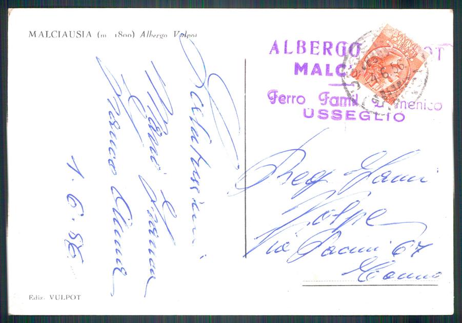 Torino Usseglio Malciaussia Albergo Vulpot Auto Foto FG cartolina MZ4044 – retro