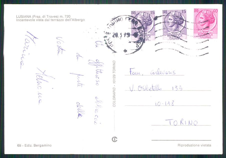 Torino Traves Lusiana Foto FG cartolina MZ4049 – retro