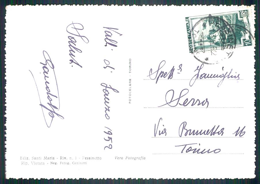 Torino Mezzenile Frazione Monti Foto FG cartolina MZ4058 – retro