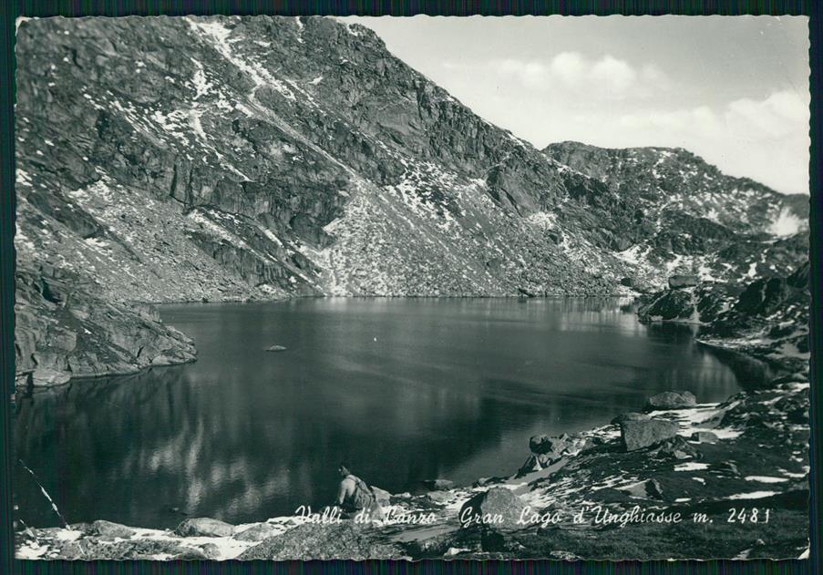 Torino Valli di Lanzo Gran Lago d'Unghiasse PIEGHE Foto FG cartolina MZ4095 – fronte