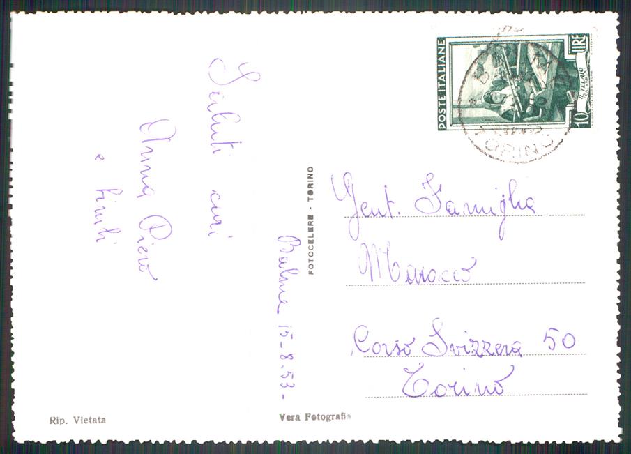 Torino Balme Pian della Mussa Bessasese Foto FG cartolina MZ4109 – retro