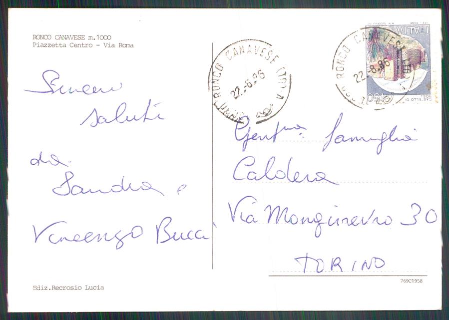 Torino Ronco Canavese Via Roma Auto Foto FG cartolina MZ4164 – retro