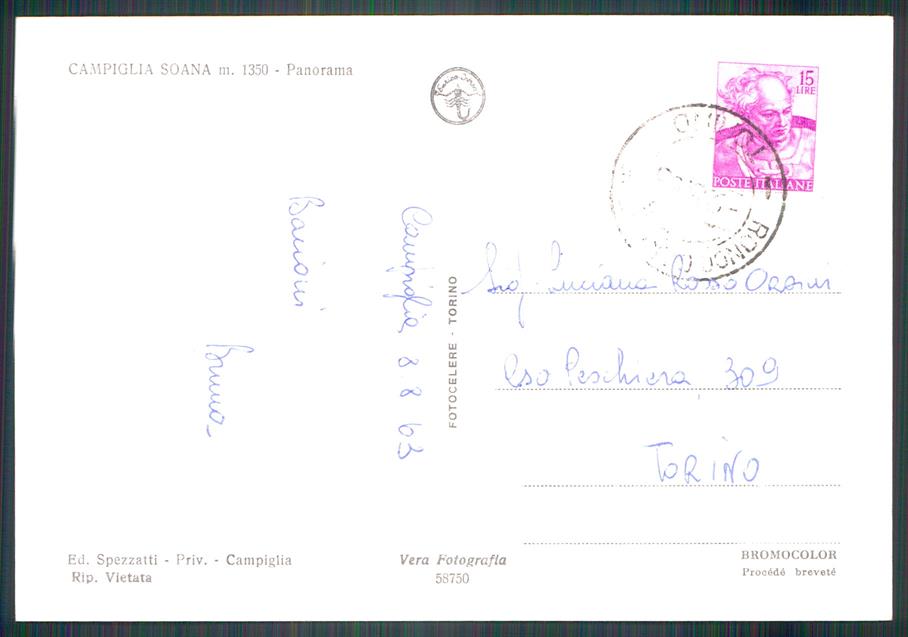 Torino Valprato Soana Campiglia Soana Foto FG cartolina MZ4165 – retro