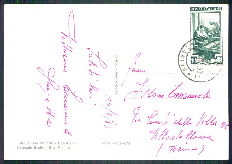 Torino Cerasole Reale Parrocchia Monte Basei Foto FG cartolina MZ4173 – retro