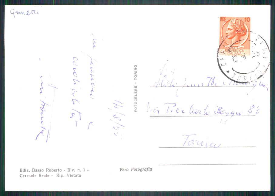Torino Ceresole Reale Lago Le Levanne Foto FG cartolina MZ4178 – retro