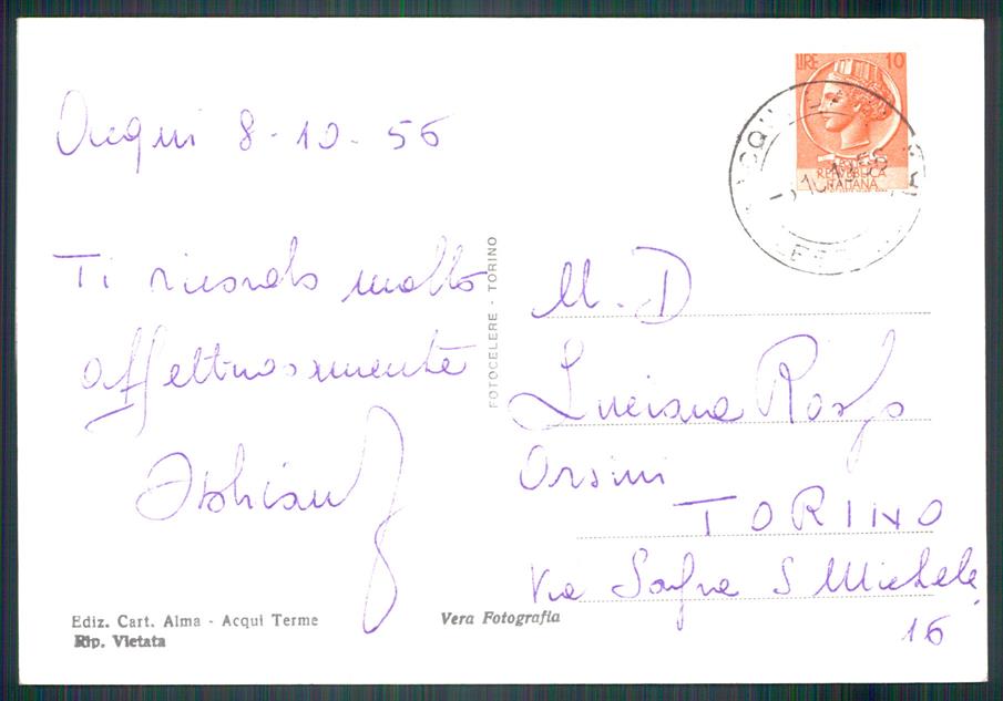 Alessandria Acqui Terme Chiaro di Luna Bormida Foto FG cartolina MZ4246 – retro