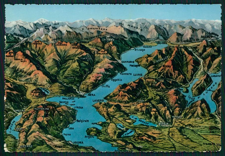 Novara Arona Lago Maggiore Mappa Foto FG cartolina MZ4343 – fronte