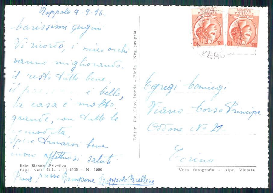 Biella Roppolo Panorama Foto FG cartolina MZ4380 – retro