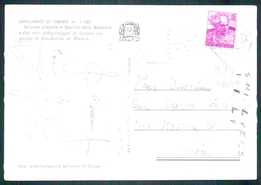 Biella Oropa Santuario di PIEGHINA Foto FG cartolina MZ4388 – retro