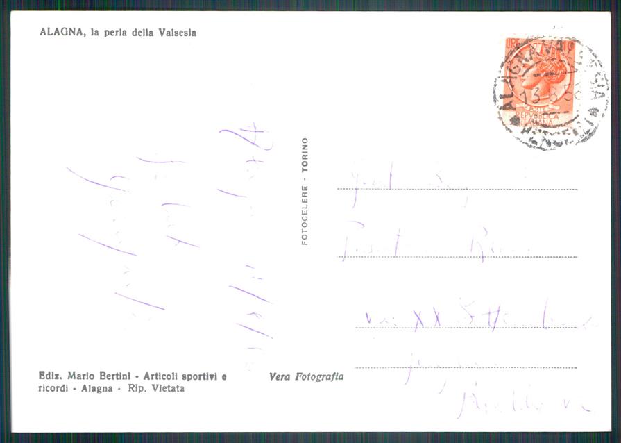 Vercelli Valsesia Gruppo del Rosa Colle d'Olen Foto FG cartolina MZ4408 – retro
