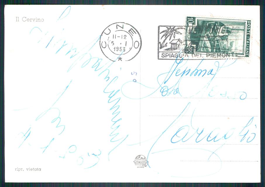 Aosta Monte Cervino Nevicata PIEGHINA Foto FG cartolina MZ4418 – retro
