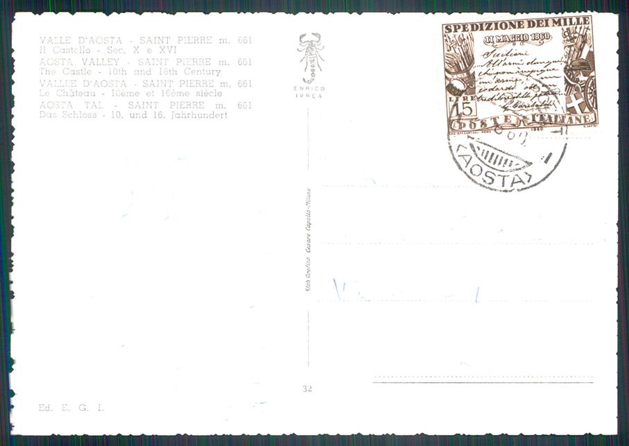 Aosta Saint Pierre Castello Foto FG cartolina MZ4419 – retro