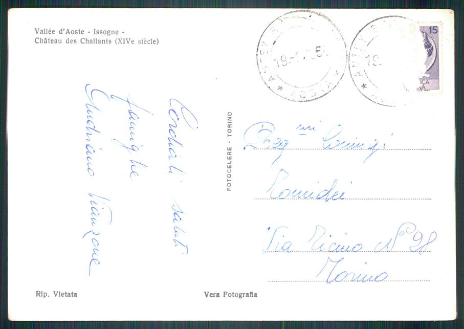 Aosta Issogne Castello dei Challant PIEGHE Foto FG cartolina MZ4428 – retro