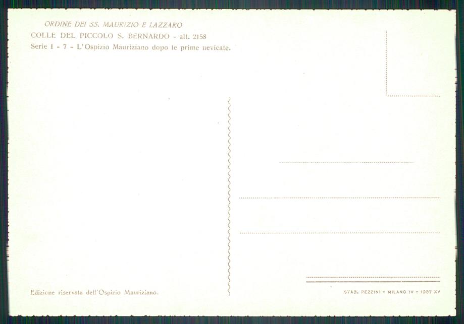 Aosta Colle Del Piccolo San Bernardo Ospizio Mauriziano FG cartolina MZ4435 – retro