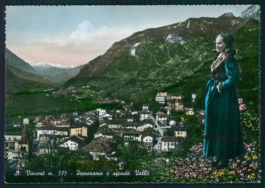 Aosta Saint Vincent Panorama Costumi Foto FG cartolina MZ4446 – fronte